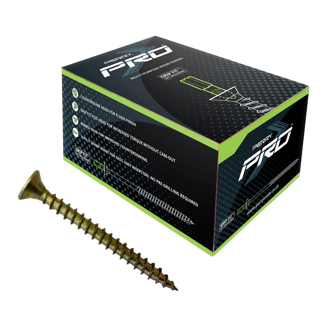 5 x 90 (100) No.6093 Perry Pro Multi-Purpose Wood Screws - Pozi Head